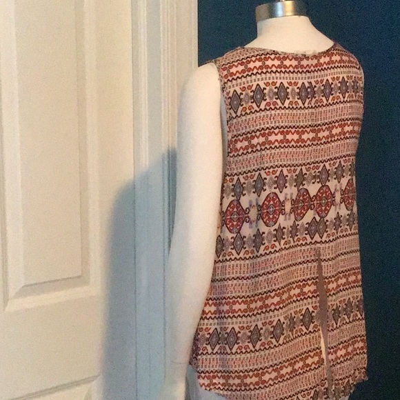ELODIE women’s lightweight boho aztec print sleeveless tank top, size M - Picture 3 of 5